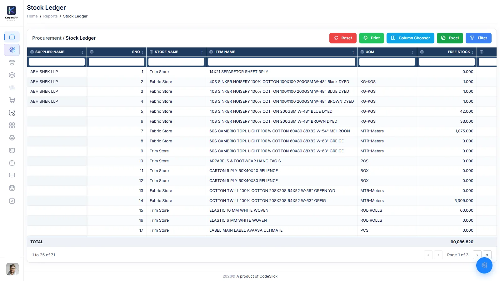 Stock ledger